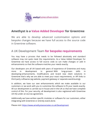 Development - Greentree Software - What ERP - Amethyst Associates