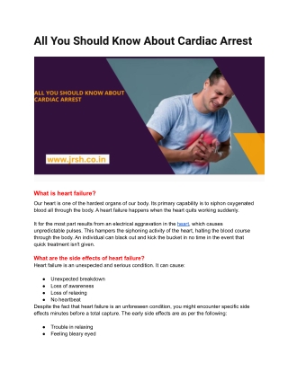 All You Should Know About Cardiac Arrest