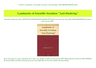(P.D.F. FILE) Landmarks of Scientific Socialism Anti-Duehring PDF EBOOK DOWNLOAD