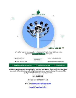 High Mast Supplier in India