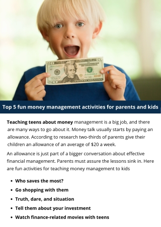 Top 5 fun money management activities for parents and kids