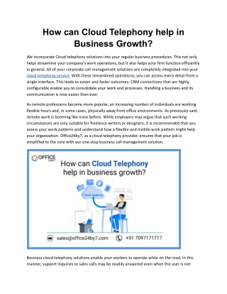 How can Cloud Telephony help in Business Growth