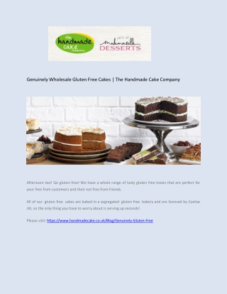 Genuinely Wholesale Gluten Free Cakes - The Handmade Cake Company