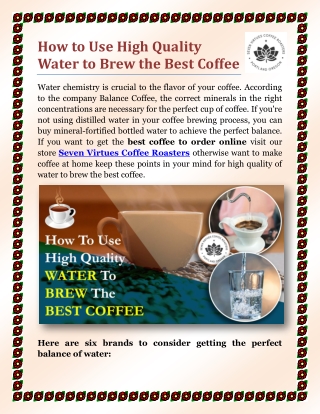 How to Use High Quality Water to Brew the Best Coffee