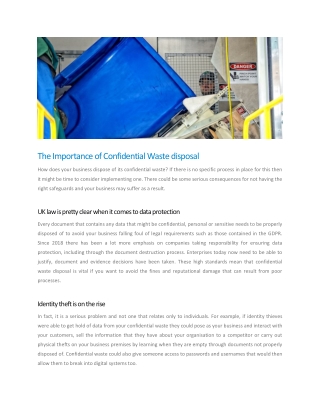 The Importance of Confidential Waste disposal - Shred on Site