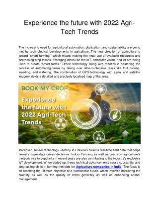 Experience the future with 2022 Agri-Tech Trends