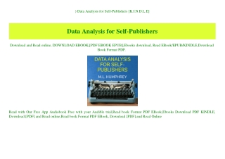 ^READ) Data Analysis for Self-Publishers [K.I.N.D.L.E]