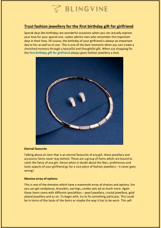 Trust fashion jewellery for the first birthday gift for girlfriend