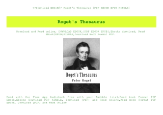 Download EBOoK@ Roget's Thesaurus [PDF EBOOK EPUB KINDLE]