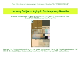 Read Online Uncanny Subjects Aging in Contemporary Narrative #P.D.F. FREE DOWNLOAD^