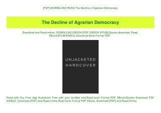 [PDF] DOWNLOAD READ The Decline of Agrarian Democracy (DOWNLOAD E.B.O.O.K.^)