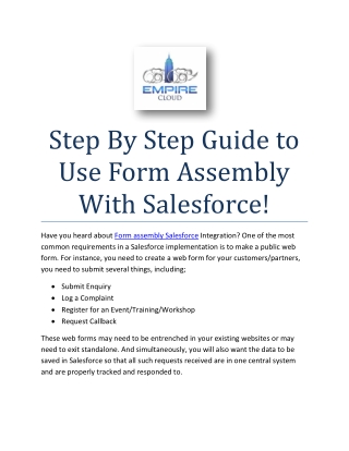 Step By Step Guide to Use Form Assembly With Salesforce