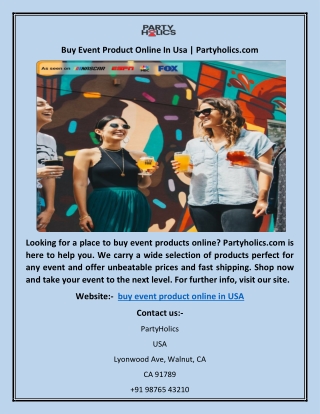 Buy Event Product Online In Usa | Partyholics.com