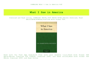 DOWNLOAD What I Saw in America Pdf