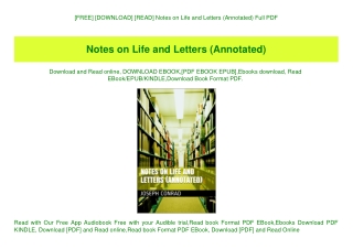 [FREE] [DOWNLOAD] [READ] Notes on Life and Letters (Annotated) Full PDF