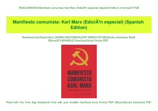 READ [EBOOK] Manifiesto comunista Karl Marx (EdiciÃƒÂ³n especial) (Spanish Edition) in format E-PUB