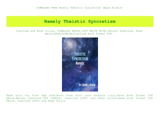 DOWNLOAD FREE Namely Theistic Syncretism (Epub Kindle)