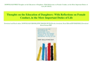 DOWNLOAD FREE Thoughts on the Education of Daughters With Reflections on Female Conduct  in the More Important Duties of