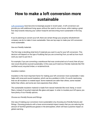 How to make a loft conversion more sustainable