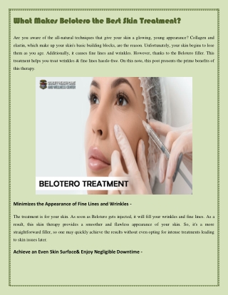 What Makes Belotero the Best Skin Treatment