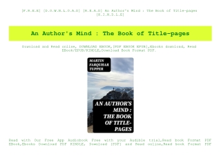 [F.R.E.E] [D.O.W.N.L.O.A.D] [R.E.A.D] An Author's Mind  The Book of Title-pages [K.I.N.D.L.E]