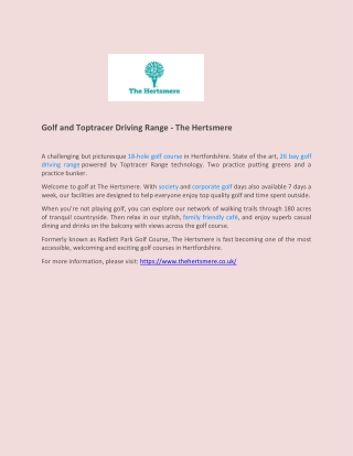 The Hertsmere - Golf and Toptracer Driving Range