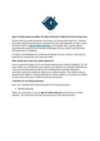 App for Daily Expenses Make You More Rational in Making Personal Expenses