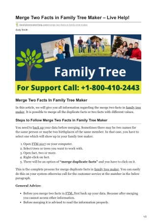 Merge Two Facts in Family Tree Maker – Live Help!