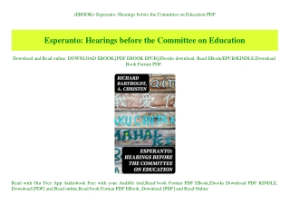 (EBOOK Esperanto Hearings before the Committee on Education PDF