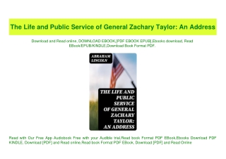 (READ-PDF!) The Life and Public Service of General Zachary Taylor An Address (E.B.O.O.K. DOWNLOAD^