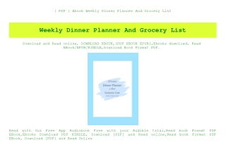 { PDF } Ebook Weekly Dinner Planner And Grocery List (DOWNLOAD E.B.O.O.K.^)