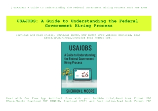 (B.O.O.K.$ USAJOBS A Guide to Understanding the Federal Government Hiring Process Book PDF EPUB