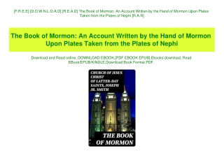 [F.R.E.E] [D.O.W.N.L.O.A.D] [R.E.A.D] The Book of Mormon An Account Written by the Hand of Mormon Upon Plates Taken from