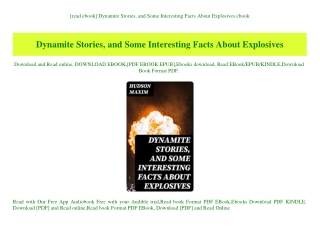 [read ebook] Dynamite Stories  and Some Interesting Facts About Explosives ebook