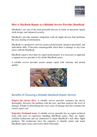How is MacBook Repair at a Reliable Service Provider Beneficial