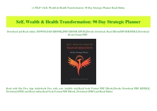 (P.D.F. FILE) Self  Wealth & Health Transformation 90 Day Strategic Planner Read Online
