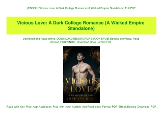 {EBOOK} Vicious Love A Dark College Romance (A Wicked Empire Standalone) Full PDF