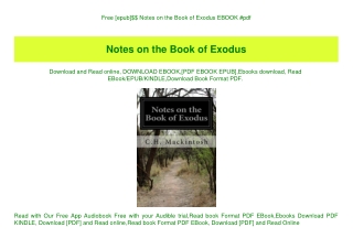 Free [epub]$$ Notes on the Book of Exodus EBOOK #pdf