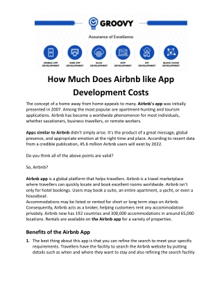 How Much Does Airbnb like App Development Costs