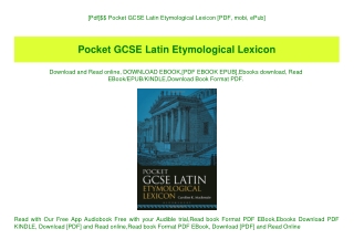 [Pdf]$$ Pocket GCSE Latin Etymological Lexicon [PDF  mobi  ePub]