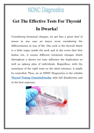 Thyroid Testing Center In Dwarka Call-9870270483