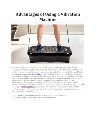 Advantages of Using a Vibration Machine
