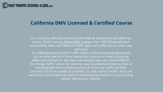 California Dmv Approved Traffic School | Fasttrafficschool4less.com
