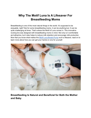 Why The Motif Luna Is A Lifesaver For Breastfeeding Moms