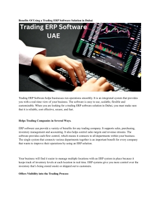 Trading ERP Software UAE