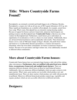 Where Countryside Farms Found