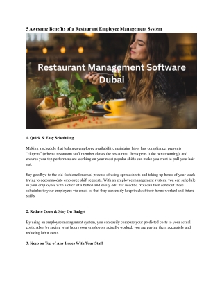 Restaurant Management Software Dubai