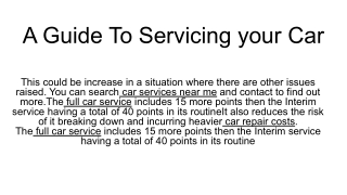 A Guide To Servicing your Car