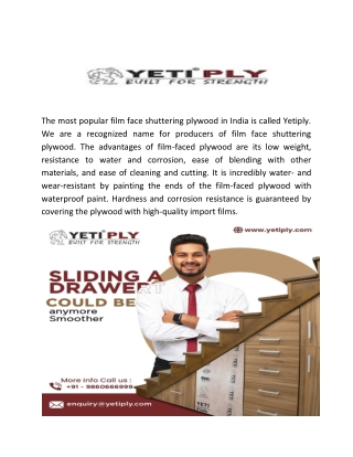 Film Face Shuttering Plywood in India |yetiply