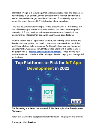 Top Platforms to Pick for IoT App Development in 2022